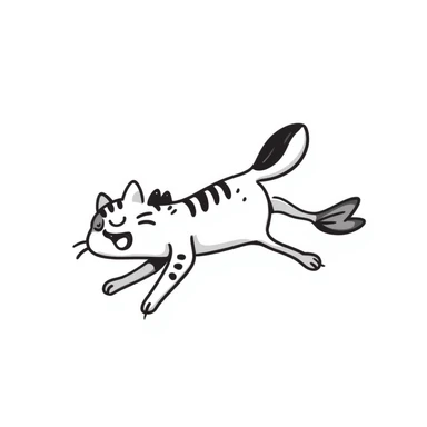 a fish crossed with a cat, illustrative style sticker