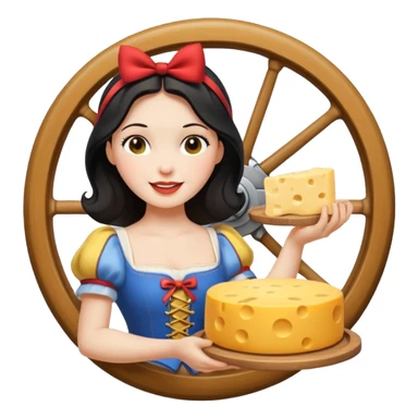 happy Snow White holding cheese sticker