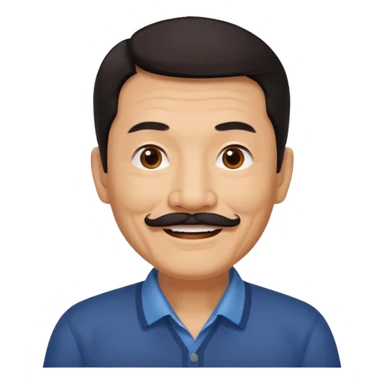Older Chinese man with dark hair and full mustache sticker