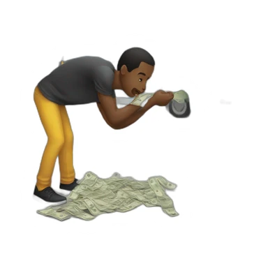 Negro knocking over money at a bus stop sticker