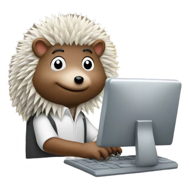 An hedgehog working on  computer sticker
