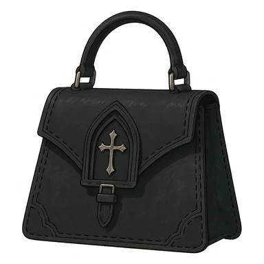 Back white gothic purse without background sticker