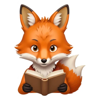 volpe annoiata con libro sticker