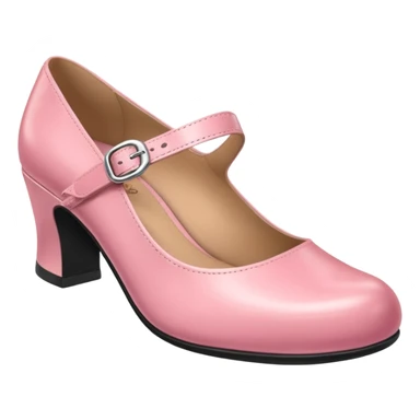 Has a rounded toe and a strap across the instep — one pink pair resembles this style.Mary Jane sticker