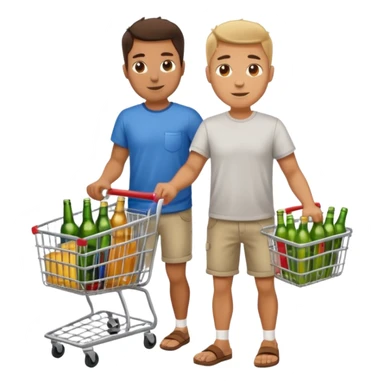 man with a shopping cart full of beers and wines full body sticker