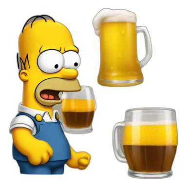 Homer Simpson bois une bière sticker
