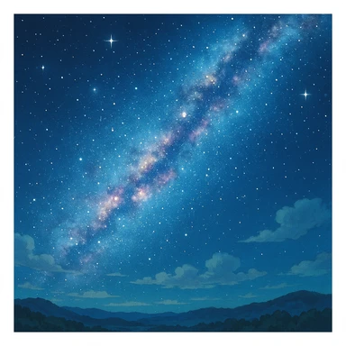 dreamy cosmic scene of the milky way galaxy in ghibli style sticker