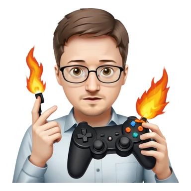 Edward Snowden headshot throwing a gaming controller at you on fire  sticker
