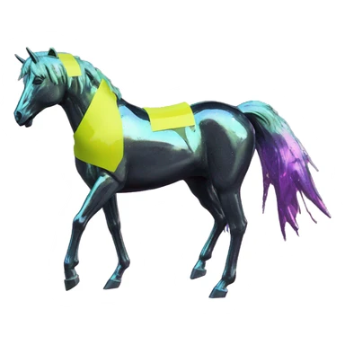 .Zombie_ Vaporwave black holographic oilslick zombie unicorn yellow caution tape graffiti Pegasus sticker