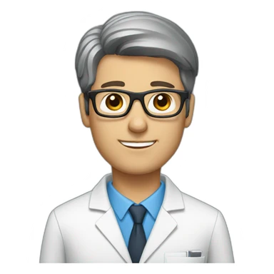 male radiologist with square glasses and brown hair sticker