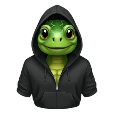 turtle head in black hoodie sticker
