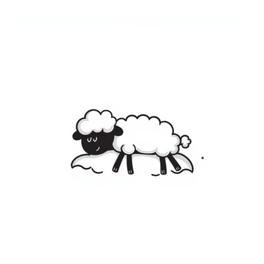 A fluffy sheep resting on a puffy white cloud in the sky sticker