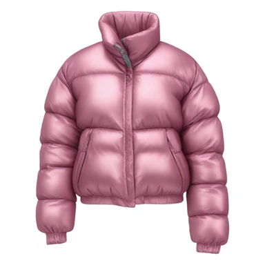 Realistic isolated side view of an open metallic pink cropped puffer jacket. sticker