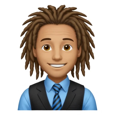 man in vest with blue tie, dreadlock hair sticker