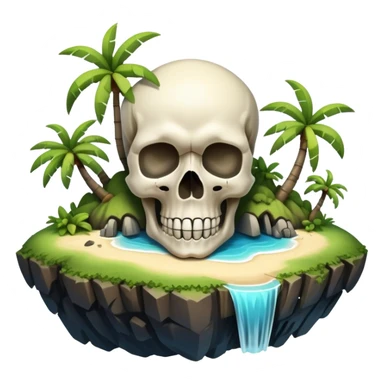 Cinematic 32K he ultra detailed image of an island in the form of a skull sticker