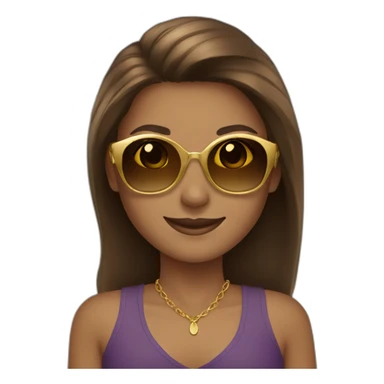 Brown hair girl with gold sunglasses smiling sticker