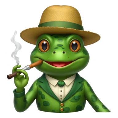 frog wearing a hat smoking a pipe  sticker