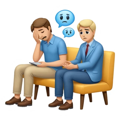 Crying man at the psychological session ( woman is psychologist supporting man) sticker