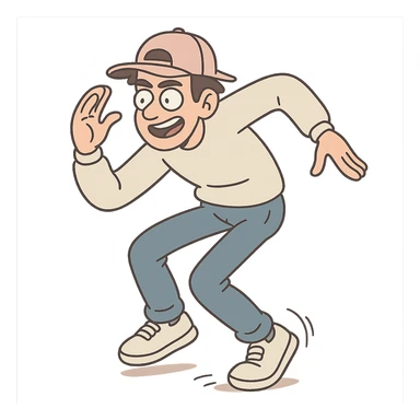 a person doing the Griddy dance, cartoon style, dynamic movement sticker