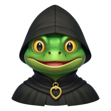 thief frog portrait, head and shoulders only, sly grin, dark cloak collar, mischievous burglar vibe, 3D cartoon, mobile game icon style, clean background, no text, no watermark
 sticker
