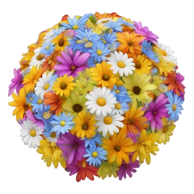 Rainbow bouquet of flowers umbrella over flowing with dew drops  sticker