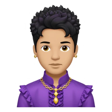 Prince Rogers Nelson olive skin, black hair, brown eyes, purple outfit sticker