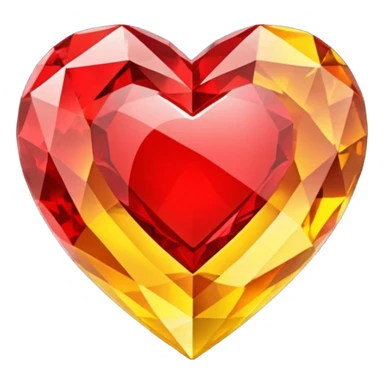 Crystals red yellow heart 3D  sticker