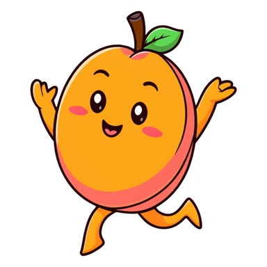 happy peach fruit character dancing sticker
