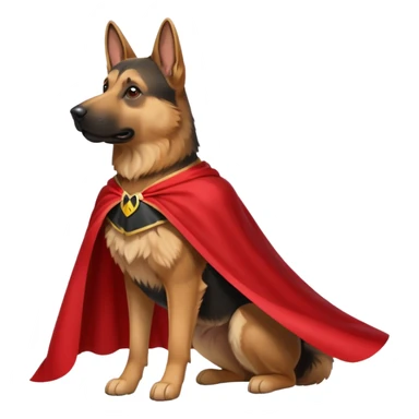 German shepherd with a cape sticker