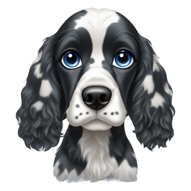 Black and white spotted cocker spaniel blue eye sticker