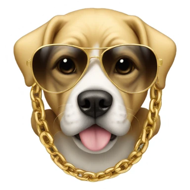 Dog with a hoodie, sunglasses and a gold chain that says SWAG sticker