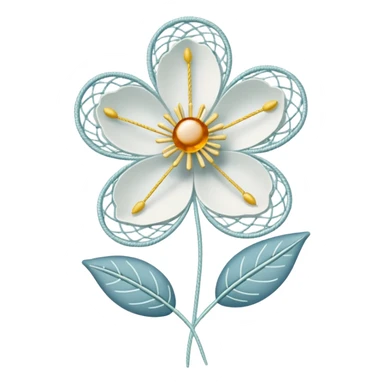needle and thread forming a lace flower sticker