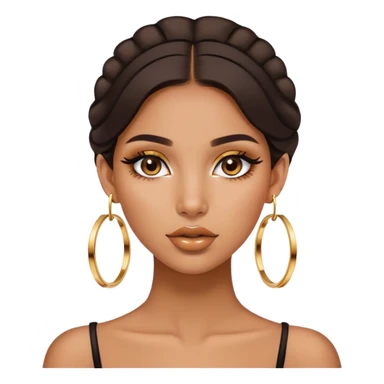 Latina girl medium tan skin with gold hoops and brown makeup beautiful sticker