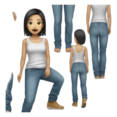 Asian girl wearing baggy jean pants  sticker
