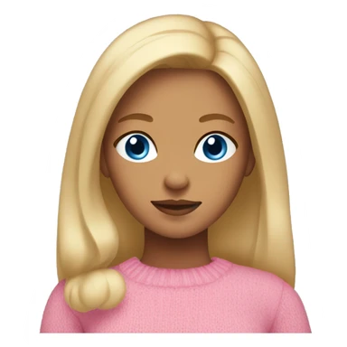 Girl with tan skin and blonde hair, blue eyes and a pink sweater  sticker