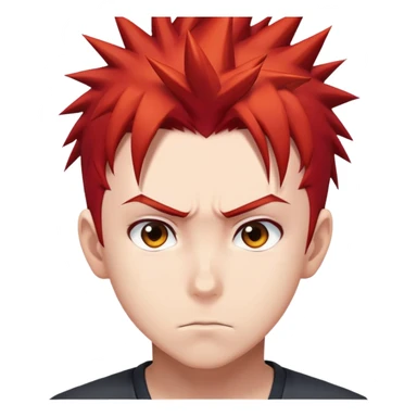 Anime boy with spiky red hair and determined expression sticker