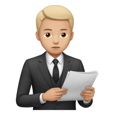 male office doubt face looking at paper sticker