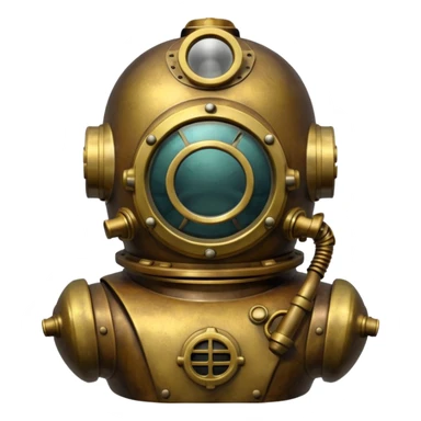 Classic brass diving helmet with diver suit sticker