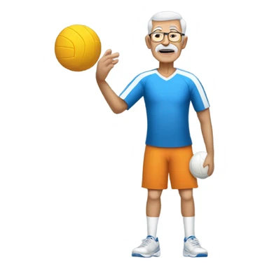 tall grandpa is playing volleyball  sticker