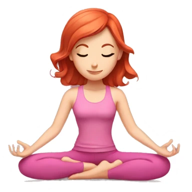 girl with red hair in a pink outfit doing yoga sticker