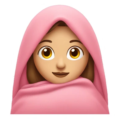 Brunette caucasian woman cuddled in a big pink blanket sticker