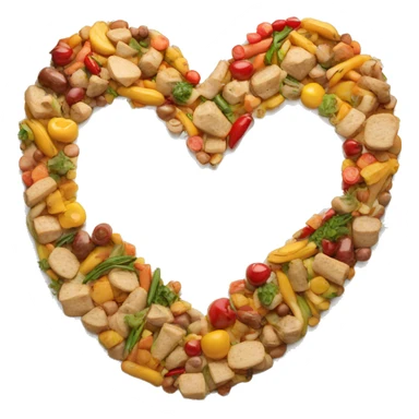 Heart made from food sticker