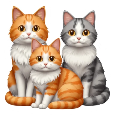 a fluffy grey and white cat sitting with 2 other cats sticker