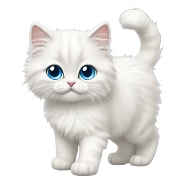White siberian cat whit blue eyes kitten walking  sticker