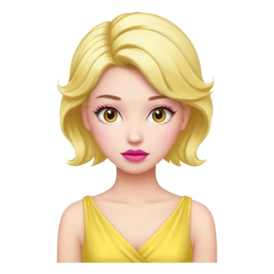 woman Pink lips, deifferent hair, yellow dress. sticker