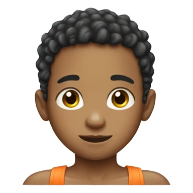 Biracial young boy ready for pool sticker