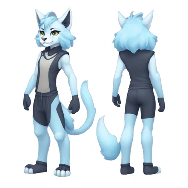 Anthropomorphic Anthro Pastel Blue Sona Lynx-Fakémon Furry Full Body sticker