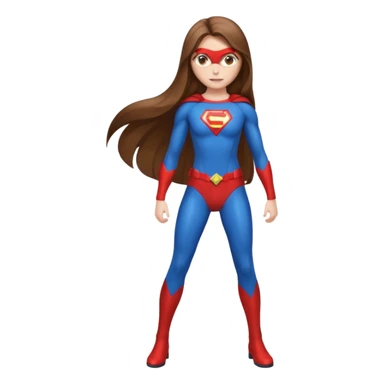 fille  brune en entier cheveux tres long et lisse super heros sticker