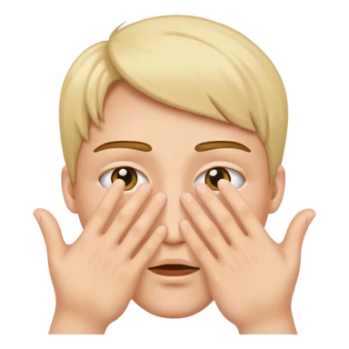 Covering the face with hands and peeping through your finger sticker