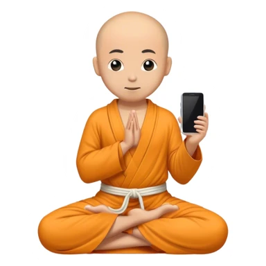 a mobile Phone covered in a monk robe in yoga position sticker